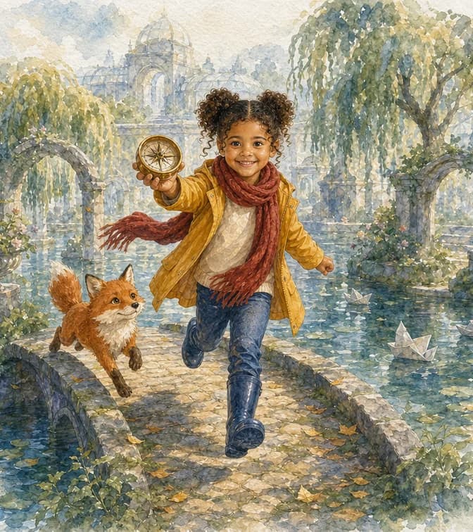 La même enfant transformée en héroïne dans le style Aquarelle