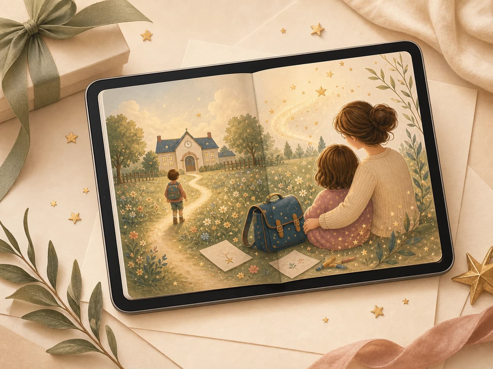 Apercu d'un eBook personnalise Histoire Magique sur tablette