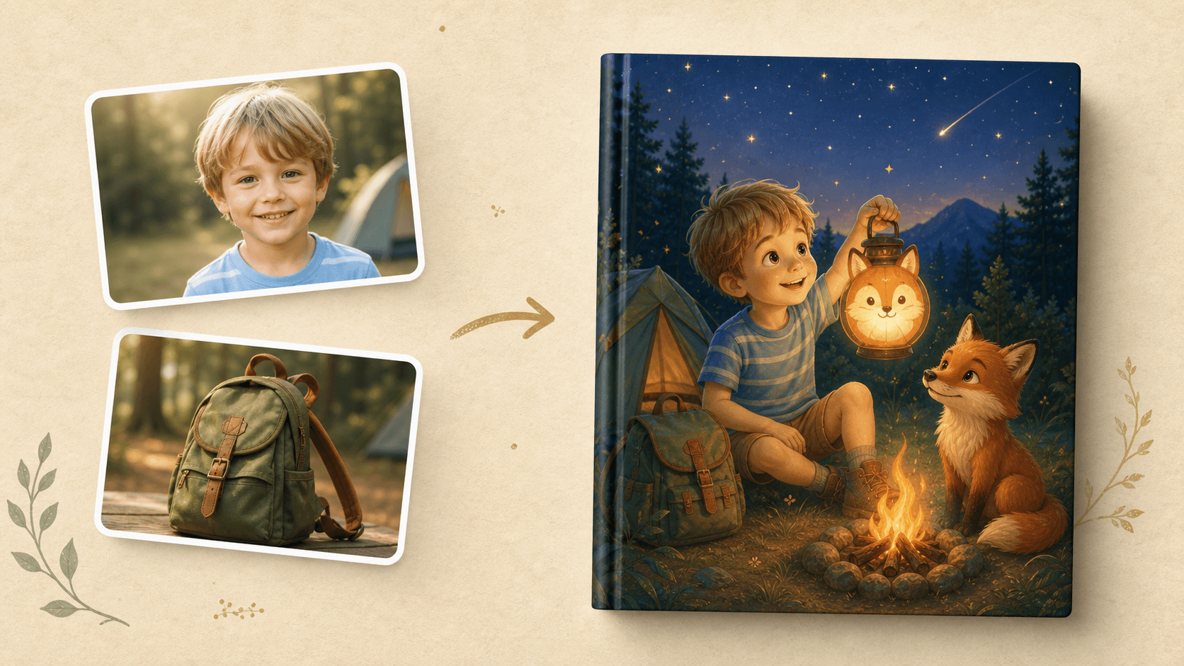 Exemple avant apres avec photos demo et livre illustre de Noe au camping des etoiles