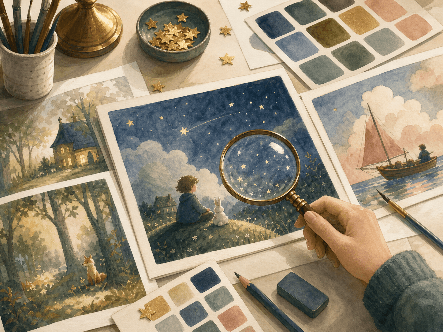 Atelier editorial illustrant la creation soignee du livre